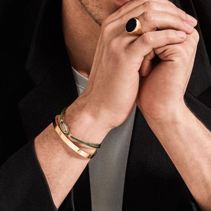 Leo Wittwer Rough Cut Mini 750/- Roségold mit ungeschliffenen Diamant grün Paracord – Armschmuck Armband in grün und aus 750 Rotgold. – Ansicht 2