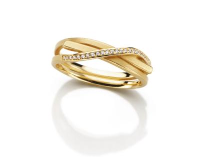 Oliver Schmidt Knoten Brillant 2fach gewickelt Damenring Gelbgold 2,5mm – Ringe Ring mit Besatz aus 750 Gelbgold.