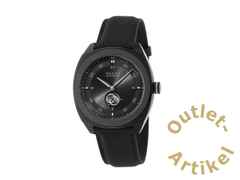 Gucci Interlocking Automatik Edelstahl PVD-Schwarz 41mm schwarzes Zifferblatt schwarzes Textilband YA142330 – Herrenuhren Uhr ohne Datum aus Edelstahl und PVD beschichtet. Das Gehäuse ist rund und schwarz. Das Textilarmband ist schwarz. Das Zifferblatt ist ein Index in schwarz.