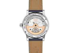 Frederique Constant Classic Moonphase Date Manufacture Automatik Edelstahl 40mm silberfarbenes Zifferblatt blaues Lederband – Herrenuhren Uhr mit Datum aus Edelstahl und Leder. Das Gehäuse ist rund und silber. Das Lederarmband Kroko / Alligator ist blau. Das Zifferblatt ist ein Index in weiß. – Ansicht 3