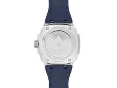 Alpina Alpiner Extreme Solarmetre Quarz Edelstahl 38mm blaues Zifferblatt blaues Kautschukband – Herrenuhren Uhr mit Datum aus Edelstahl und Kautschuk. Das Gehäuse ist rund und silber. Das Kautschuk / Kunststoff / Silikon Armband ist blau. Das Zifferblatt ist ein Index in blau. – Ansicht 3