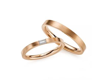 Gerstner Exclusiv-Kollektion Trauring Paar aus 750/- Mittelgold mit Baguette-Diamant 0,110ct – Ringe Trauring mit Besatz in roségold und aus 750 Gelbgold/Rotgold.