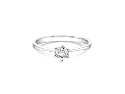 N1 Diamonds Verlobungsring 6er  Krappe Weißgold 0,30ct – Ringe Ring mit Besatz aus 585 Weißgold.