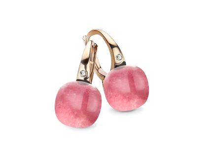 Bigli Mini Sweety "Bright Ruby" Ohrhänger Roségold Gr. M mit Brillanten 0,040ct – Ohrschmuck Ohrhänger aus 750 Rotgold.