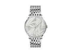 Junghans Meister Automatic Edelstahl 38mm silbernes Zifferblatt Metallband – Damenuhren Uhr mit Datum aus Edelstahl. Das Gehäuse ist rund und silber. Das Edelstahlarmband ist silber. Das Zifferblatt ist ein Index in silber.