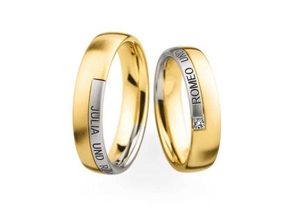 Christian Bauer Trauring Paar Nr.  35 Gelbgold mit Platin – Ringe Trauring mit Besatz aus 750 Gelbgold, 950 Platin und und .