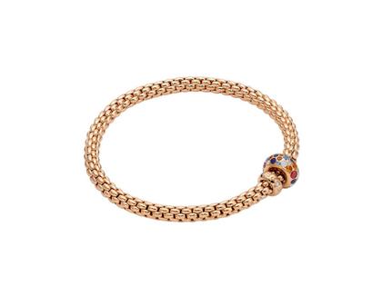 Fope Solo Flex'It Armband Roségold mit Saphiren und Brillanten 0,230ct M flexibel – Armschmuck Armband aus 750 Rotgold.