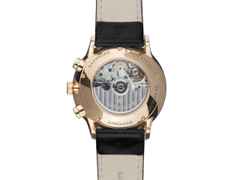 Junghans Meister Chronoscope Automatik Edelstahl Roségold-PVD 41mm versilbertes Zifferblatt schwarzes Lederband – Herrenuhren Chronograph aus Edelstahl, Leder, PVD beschichtet und vergoldet. Das Gehäuse ist rund und roségold. Das Lederarmband ist schwarz. Das Zifferblatt ist ein Index in silber. – Ansicht 3