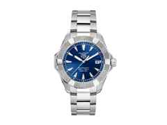 TAG Heuer Aquaracer Professional 200 Solargraph Quarz Edelstahl 40mm blaues Zifferblatt Metallband – Herrenuhren Uhr mit Datum aus Edelstahl. Das Gehäuse ist rund und silber. Das Edelstahlarmband ist silber. Das Zifferblatt ist ein Index in blau.