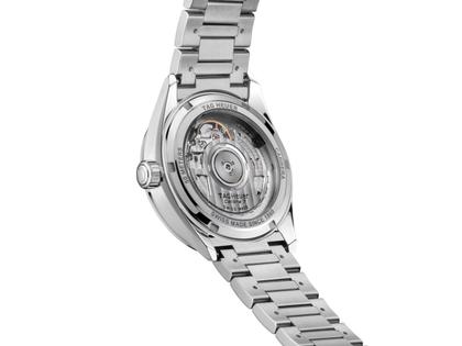 TAG Heuer Carrera Date Automatik Edelstahl 36mm weißes Perlmutt-Zifferblatt mit Brillanten Metallband – Damenuhren Uhr mit Datum aus Edelstahl. Das Gehäuse ist rund und silber. Das Edelstahlarmband ist silber. Das Zifferblatt ist ein Index in weiß. – Ansicht 3