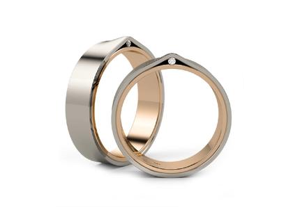 Niessing Trauringpaar Refugium Weißgold und Rotgold 5,5mm gerade mit Brillant 0,010ct – Ringe Trauring mit Besatz aus 750 Rotgold, 750 Weißgold und und .