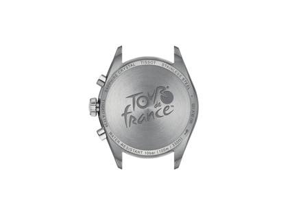 Tissot PR 100 Tour de France 2024 Chronograph Quarz Edelstahl 40mm schwarzes Zifferblatt Metallband – Herrenuhren Chronograph aus Edelstahl. Das Gehäuse ist rund und silber. Das Edelstahlarmband ist silber. Das Zifferblatt ist ein Index in schwarz. – Ansicht 6