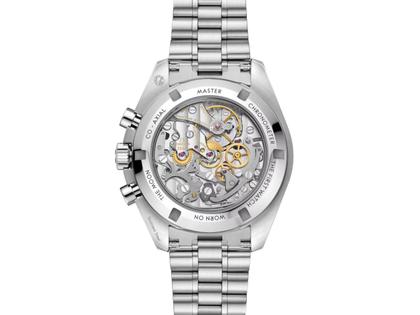 Omega Speedmaster Moonwatch Professional Chronograph Handaufzug Edelstahl 42mm weißes Zifferblatt Metallband – Herrenuhren Chronograph aus Edelstahl und eloxiertes Aluminium. Das Gehäuse ist rund und silber. Das Edelstahlarmband ist silber. Das Zifferblatt ist ein Index in weiß. – Ansicht 2