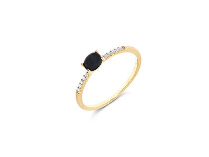 Nanis Dancing in the Rain Mystery Black Ring  Gelbgold Onyx klein – Ringe Ring mit Besatz aus 750 Gelbgold.