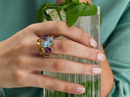 Nanis Ipanema Ring Gelbgold  Amethyst Topas Quarz Citrin – Ringe Ring mit Besatz aus 750 Gelbgold. – Ansicht 4