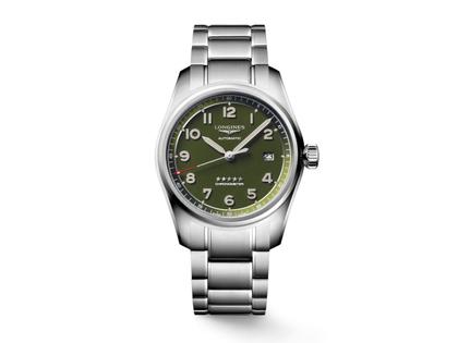 Longines Spirit Automatik Edelstahl 40mm grünes Zifferblatt Metallband – Herrenuhren Uhr mit Datum aus Edelstahl. Das Gehäuse ist rund und silber. Das Edelstahlarmband ist silber. Das Zifferblatt ist arabisch Index und grün.