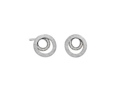 Schmuckwerk Saturn Ohrstecker Weißgold 10mm mit Brillanten 0,080ct – Ohrschmuck Ohrstecker in silber und aus 750 Weißgold.