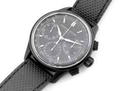 Frederique Constant Flyback Chronograph Manufacture Automatik Titan PVD-Schwarz 42mm schwarzes Zifferblatt Kautschukband FC-760DG4TH6 Full Set Occasion Neu – Herrenuhren Uhr mit Datum aus PVD beschichtet und Titan. Das Gehäuse ist rund und schwarz. Das Kautschuk / Kunststoff / Silikon Armband ist anthrazit. Das Zifferblatt ist ein Index in anthrazit. – Ansicht 4