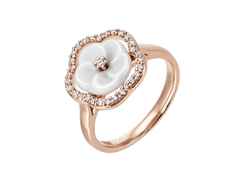 Meissen 1739 Royal Blossom Frame Ring Roségold mit Brillanten 0,250ct – Ringe Ring mit Besatz aus 750 Rotgold, Porzellan und und .