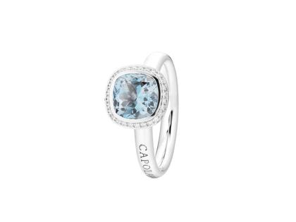 Capolavoro Twinkle Balloon Ring Small Weißgold mit Topas Sky Blue und Brillanten – Ringe Ring mit Besatz aus 750 Weißgold.