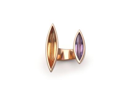 Angela Hübel Ring Roségold mit Amethyst und Citrin – Ringe Ring mit Besatz in roségold und aus 750 Rotgold.
