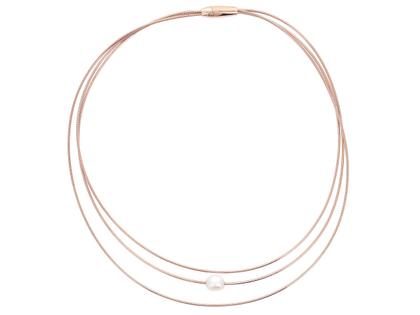 Pesavento DNA Shiny Collier Rosé mit Perle – Halsschmuck Collier in roségold und aus 750 Rotgold, 925 Silber und vergoldet.