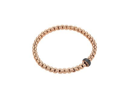 Fope Eka Flex'It Men  Armband     schmal Roségold M mit schwarzen Brillanten 0,410ct flexibel – Armschmuck Armband aus 750 Rotgold, 750 Weißgold und und rhodiniert.
