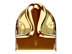 El Casco Locher aus Stahl vergoldet – Büroaccessoires Locher in gelbgold und vergoldet.