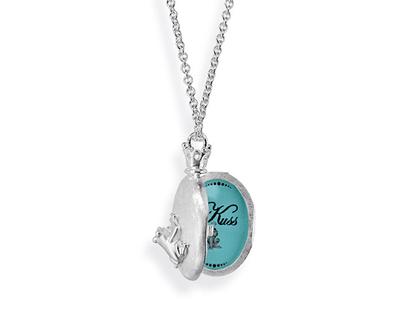 Drachenfels Design Vergissmeinicht Froschkönig Medaillon silber – Anhänger Medaillon aus 925 Silber.