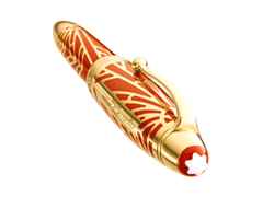 Montblanc The Origin Collection Solitaire LeGrand Rollerball korallfarbenes Edelharz vergoldet – Schreibgeräte Rollerball in rot und aus Edelharz und vergoldet. – Ansicht 3