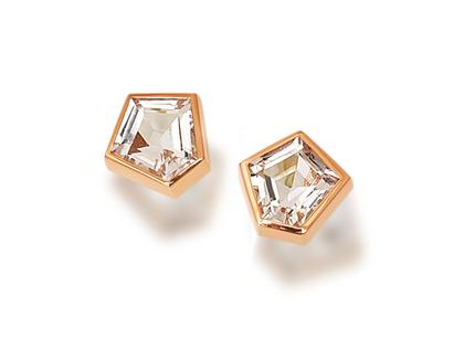 Cédé Munsteiner Ohrstecker Roségold mit weißem Bergkristall – Ohrschmuck Ohrstecker in roségold und aus 750 Rotgold.