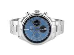 Union Glashütte Belisar Chronograph Speedster 2023 Limited Edition D009.427.11.052.09 Full Set mit Garantie Occasion Neu – Herrenuhren Chronograph aus Edelstahl. Das Gehäuse ist rund und silber. Das Edelstahlarmband ist silber. Das Zifferblatt ist arabisch Index und blau.