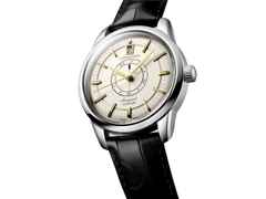 Longines Conquest Heritage Central Power Reserve Automatik Edelstahl 38mm champagnerfarbenes Zifferblatt schwarzes Lederband – Herrenuhren Uhr mit Datum aus Edelstahl und Leder. Das Gehäuse ist rund und silber. Das Lederarmband Kroko / Alligator ist schwarz. Das Zifferblatt ist ein Index in beige. – Ansicht 2