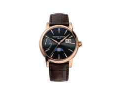 Frederique Constant Manufacture Classic Power Reserve Big Date Limited Edition Automatik Roségold 40mm schwarzes Zifferblatt braunes Lederband – Herrenuhren Uhr mit Datum aus 750 Rotgold und Leder. Das Gehäuse ist rund und roségold. Das Lederarmband Kroko / Alligator ist braun. Das Zifferblatt ist ein Index in schwarz.