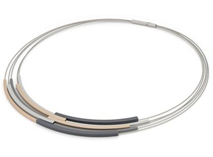 Step by Step Collier Edelstahl Aluminium gold, grau und silber – Halsschmuck Collier aus Aluminium, Edelstahl und und .