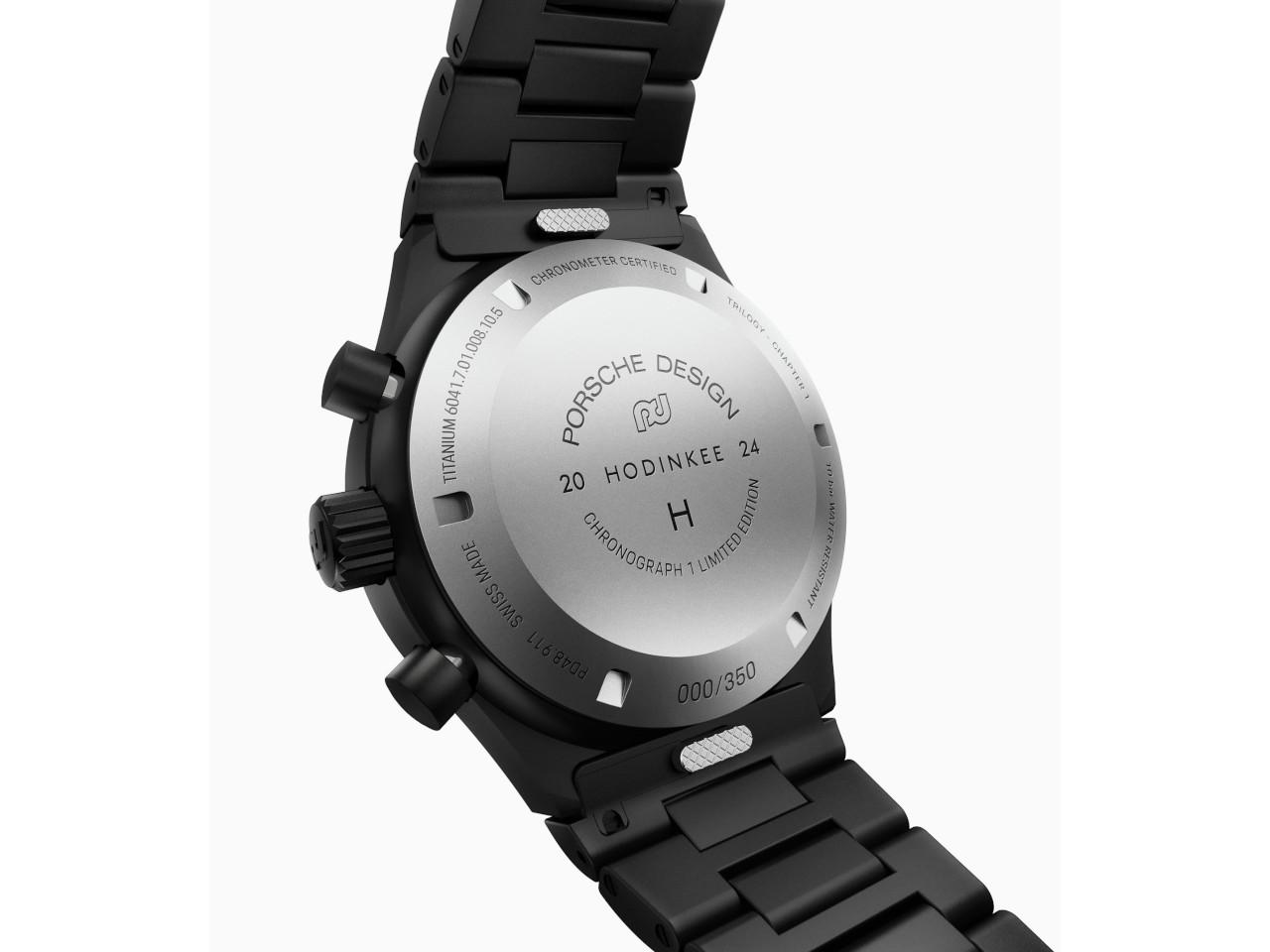 Porsche Design Chronograph 1 - Hodinkee 2024 Limited Edition Automatik Titan beschichtet 41mm schwarzes Zifferblatt Metallband beschichtet – Herrenuhren Chronograph aus Titan und Titancarbid beschichtet. Das Gehäuse ist rund und schwarz. Das Titanarmband ist schwarz. Das Zifferblatt ist arabisch Index und schwarz. – Ansicht 3