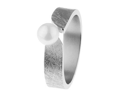 Ernstes Design R545 Ring mit Perle – Ringe Ring mit Besatz aus Edelstahl.