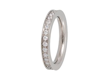 Ernstes Design R289WH Damenring mit Zirkonia – Ringe Ring mit Besatz aus Edelstahl.
