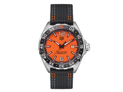 TAG Heuer Formula 1 43mm Quarz orange schwarzes Textilband kaufen