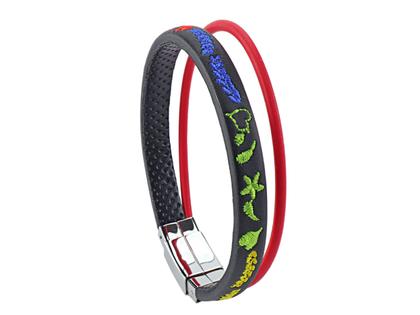 Armschmuck Armband aus Edelstahl, Kautschuk und und .