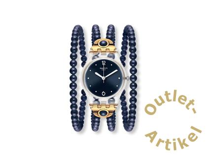 Herrenuhren Uhr ohne Datum aus Kunststoff. Das Gehäuse ist rund und transparent. Das sonstige Armband ist blau. Das Zifferblatt ist arabisch Index und blau.
