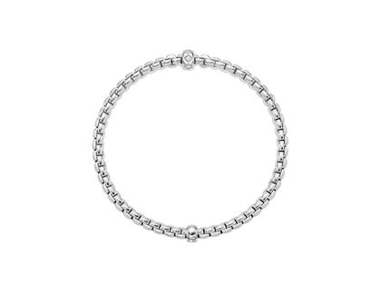 Fope Eka Tiny Flex'It Armband Weißgold mit 1 Weißgold-Ronde und Brillanten 0,12ct flexibel – Armschmuck Armband aus 750 Weißgold. – Ansicht 2