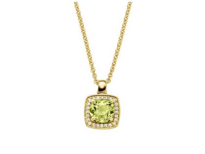 Elaine Firenze Anhänger Gelbgold mit grünem Peridot und Brillanten 0,080ct – Anhänger Anhänger mit Besatz aus 585 Gelbgold.