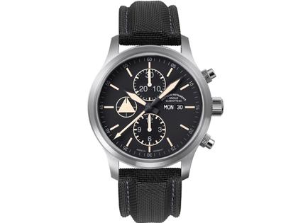 Mühle Glashütte Terranaut I Trail Chronograph Textilband – Herrenuhren Chronograph aus Edelstahl. Das Armband ist ein Textilarmband. Der Zifferblatt ist ein Index.