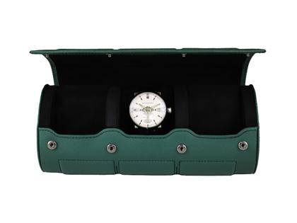 Buben & Zörweg NITRO 3 Case Green Uhrenetui aus Leder – Uhrenetui Uhrenetui für mehrere Uhren in grün und aus Leder.