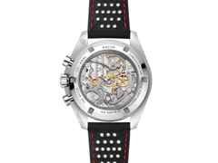 Omega Speedmaster Moonwatch Professional Chronograph Handaufzug Edelstahl 42mm weißes Zifferblatt schwarzes Lederband – Herrenuhren Chronograph aus Edelstahl, eloxiertes Aluminium und Leder. Das Gehäuse ist rund und silber. Das Lederarmband ist schwarz. Das Zifferblatt ist ein Index in weiß. – Ansicht 4