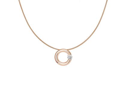 Niessing Spannring Anhänger 15mm Roségold poliert 0,25 ct – Halsschmuck Anhänger mit Besatz aus 750 Rotgold.