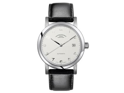 Mühle Glashütte Antaria Datum weiß – Herrenuhren Uhr mit Datum aus Edelstahl. Das Armband ist ein Lederarmband. Der Zifferblatt ist arabisch.