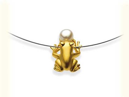 Drachenfels Design Froschkönig und Froschbaby Anhänger mit Perle – Anhänger Anhänger mit Besatz aus 925 Silber.