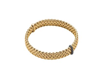 Fope Panorama Flex'It Men Armband   schmal Gelbgold M mit schwarzen Brillanten 0,080ct flexibel – Armschmuck Armband aus 750 Gelbgold, 750 Weißgold und und rhodiniert.